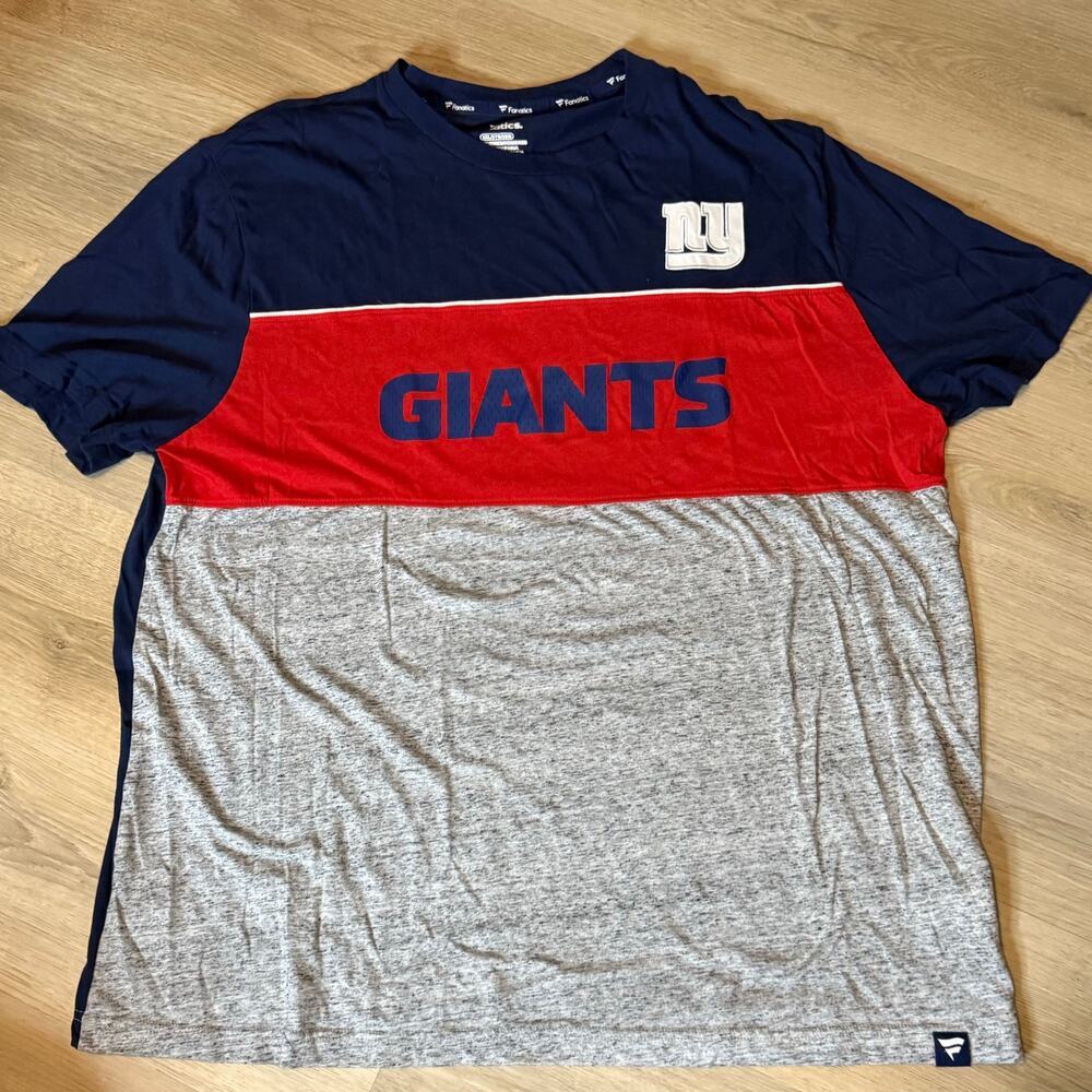 New York Giants Fanatics Throwback Colorblock T-Shirt Men’s 3XL Navy Red Gray